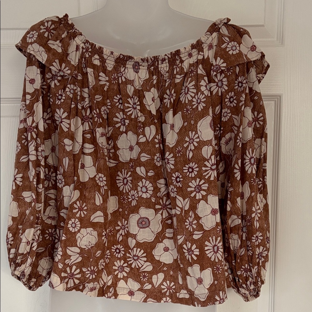 Free People Top Blouse Miss Daisy Printed Top Floral Boho shirt size XS - Picture 6 of 16
